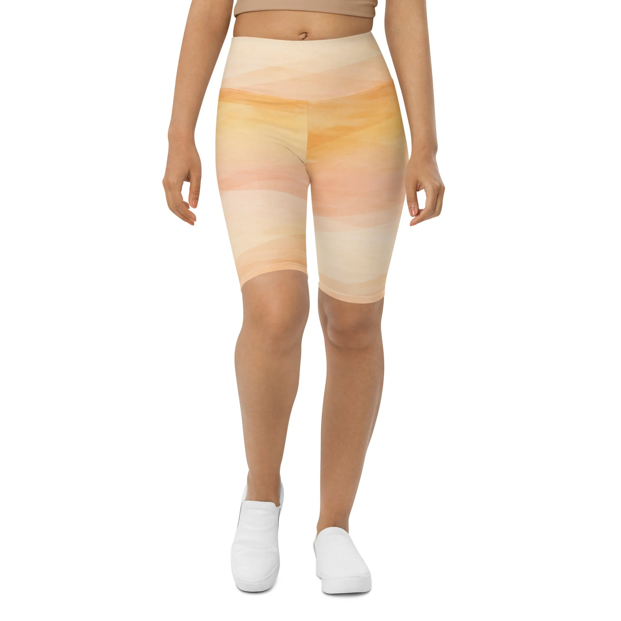 Tangerine Wave Biker Shorts