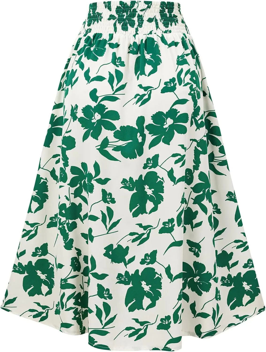 THLAI Womens Skirt Floral Midi Skirt Elastic Waist A-Line Skirt Boho Side Slit Long Skirt Spring Summer Fall Skirt