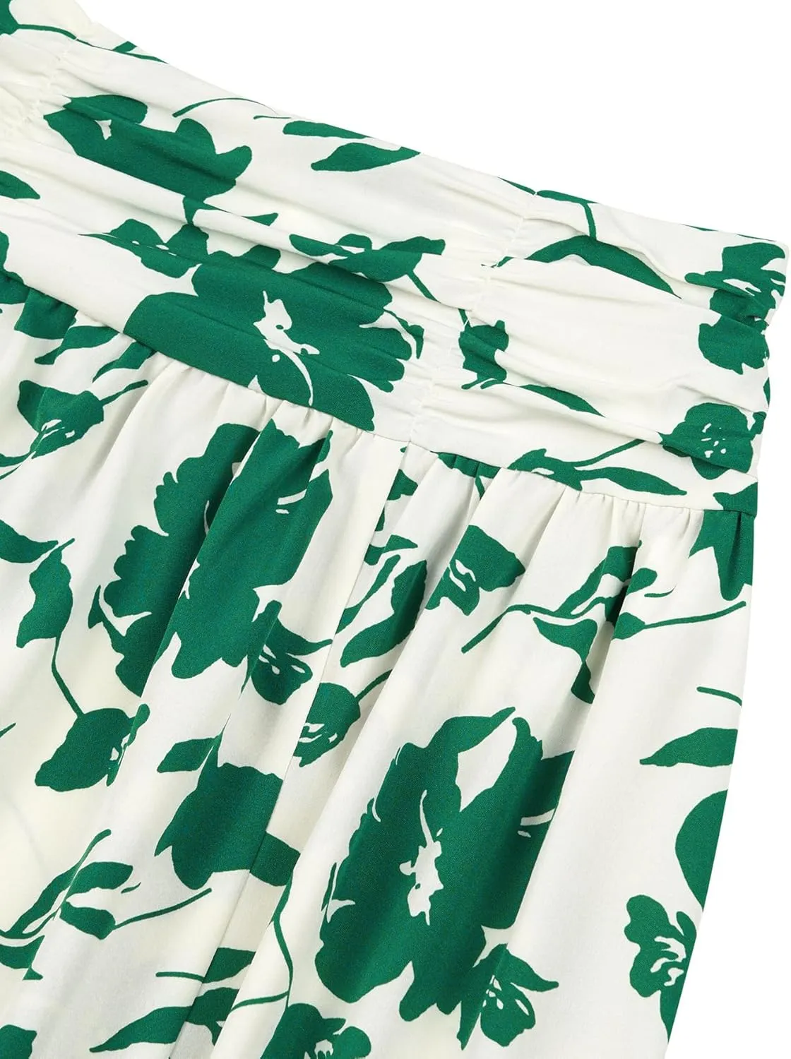THLAI Womens Skirt Floral Midi Skirt Elastic Waist A-Line Skirt Boho Side Slit Long Skirt Spring Summer Fall Skirt