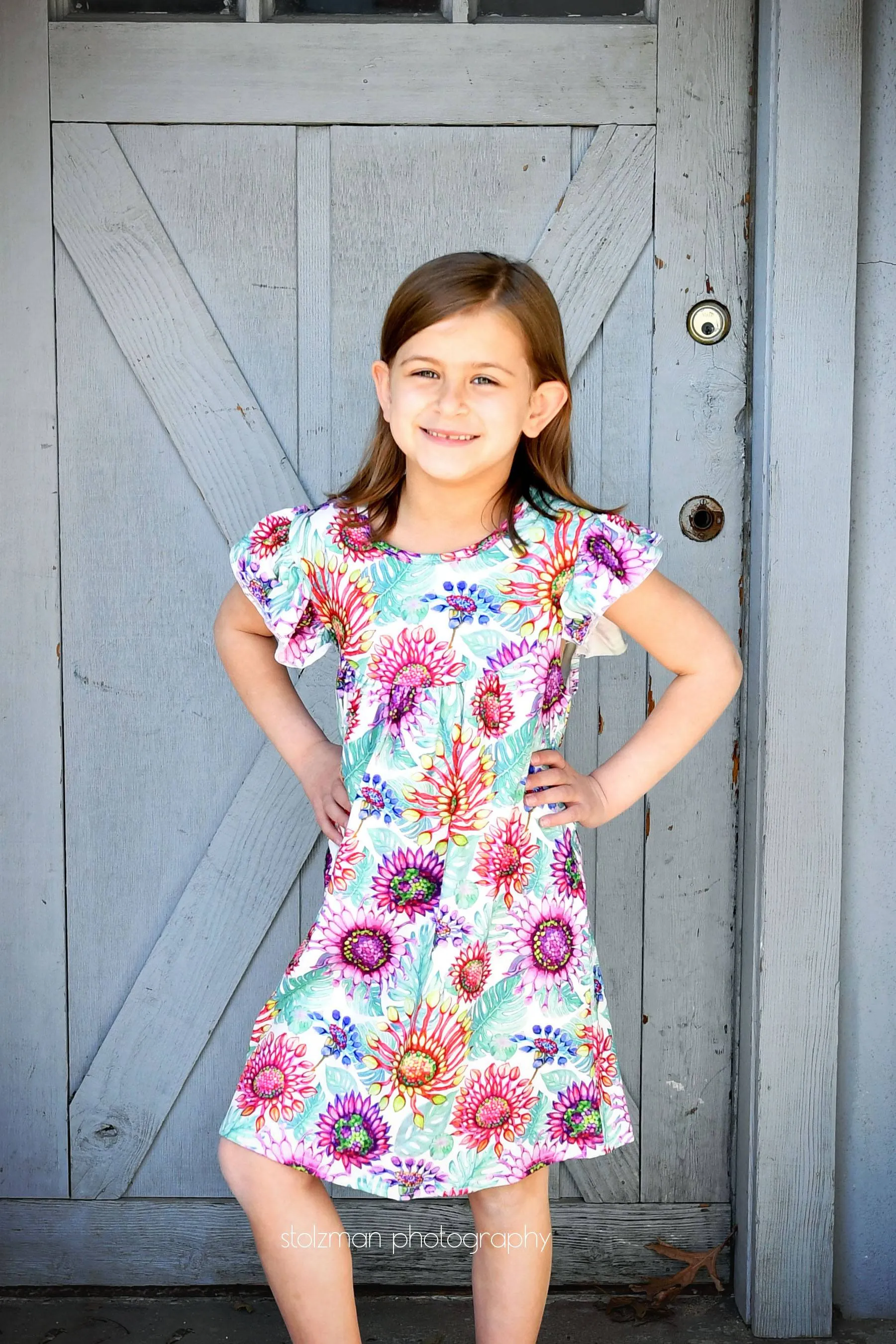 Tropical Floral Milk Silk Flutter Dress