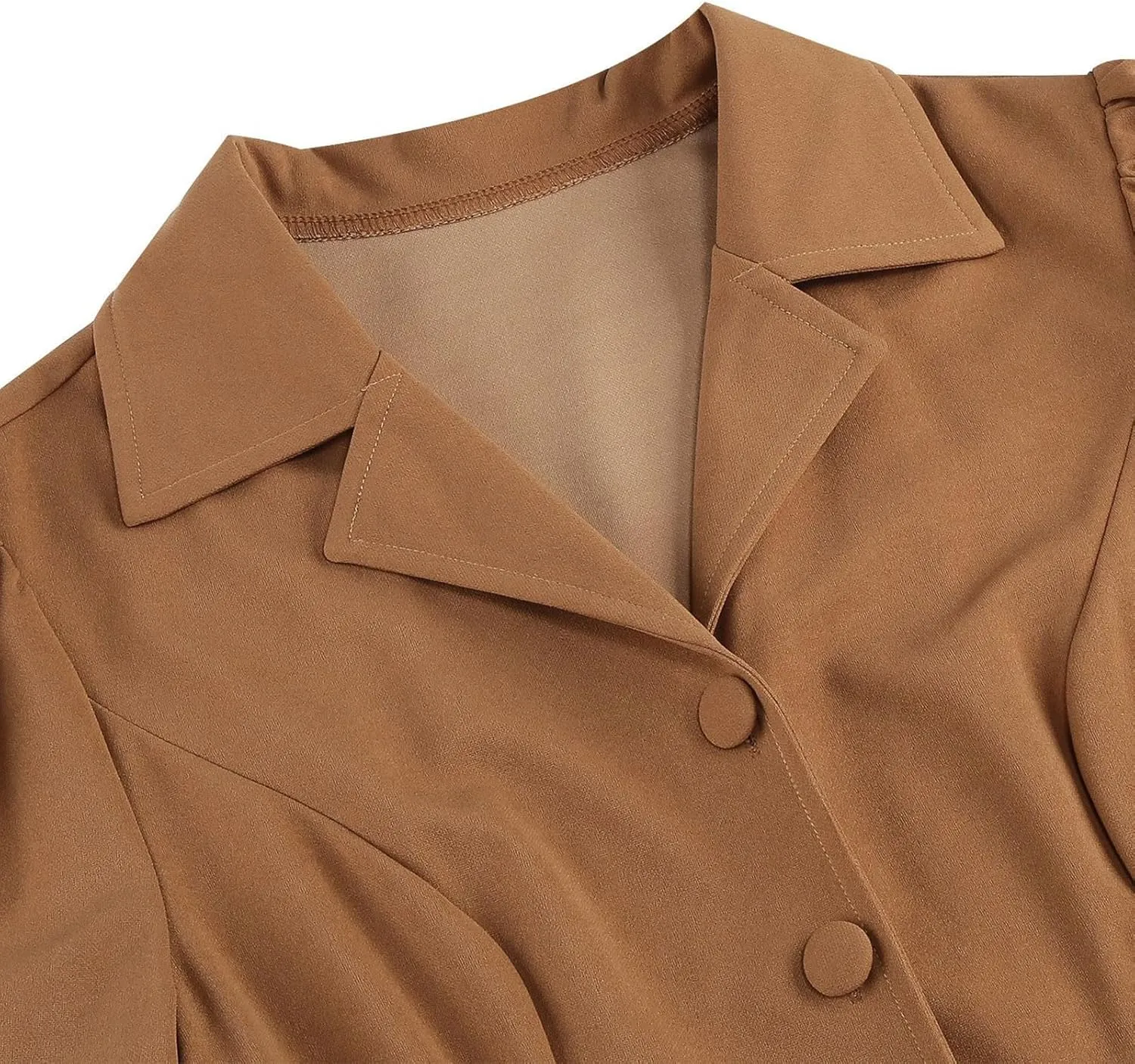 Vintage A-Line Dress for Women Notch Lapel Collar Button Down Dress Elegant Pleated Long Sleeve Solid Maxi Dress