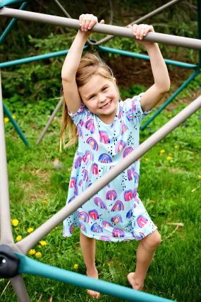 Watercolor Rainbow Milk Silk Dress