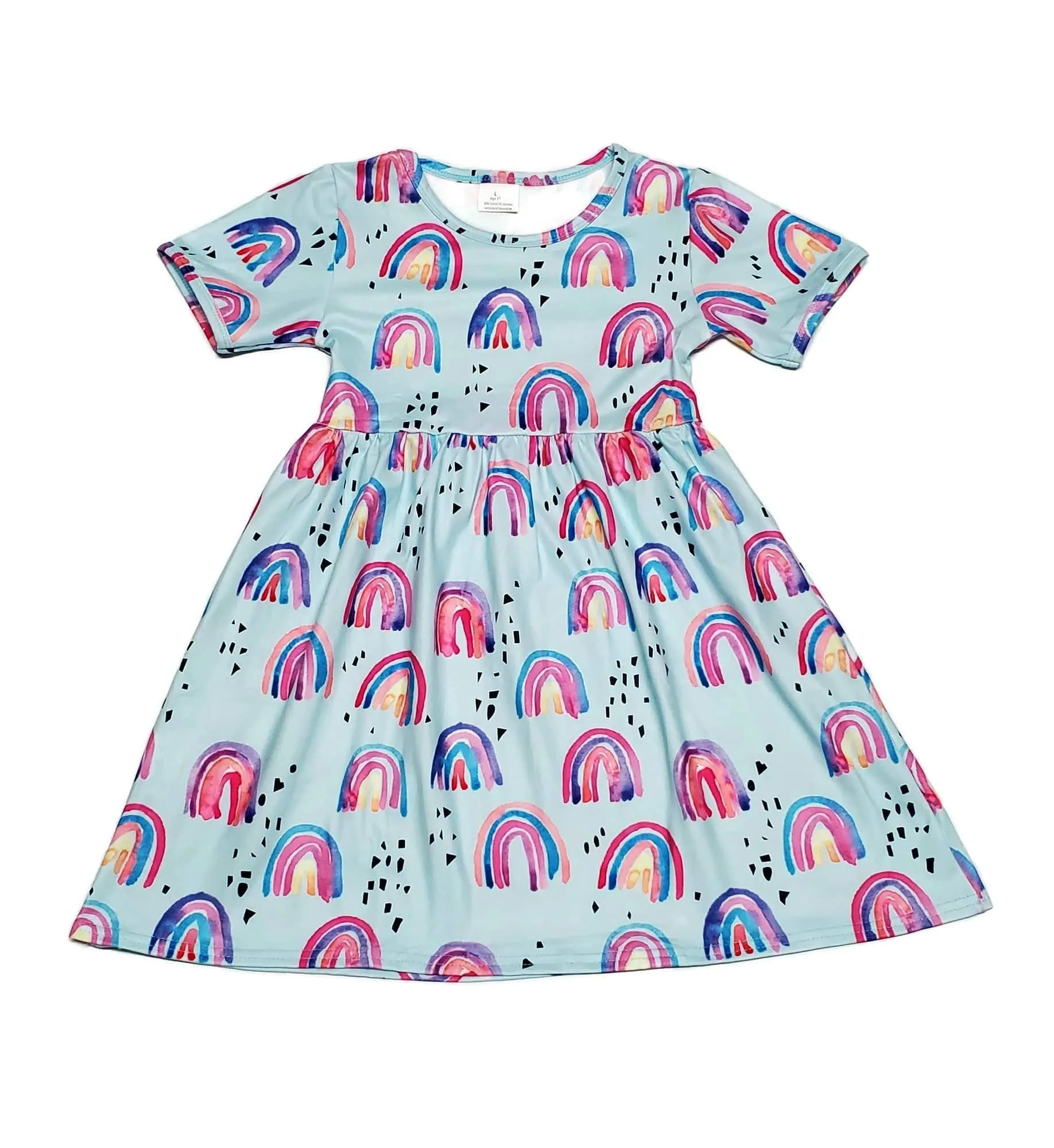 Watercolor Rainbow Milk Silk Dress