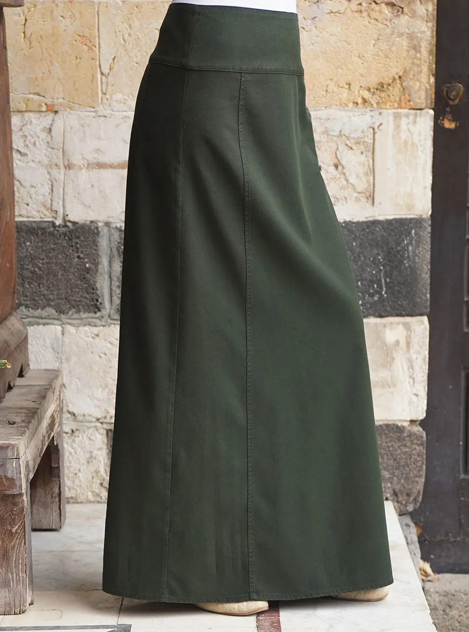 Wide Waistband A-Line Skirt