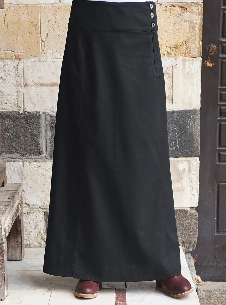 Wide Waistband A-Line Skirt