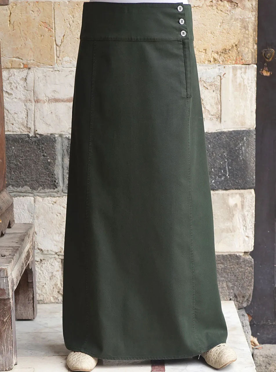 Wide Waistband A-Line Skirt