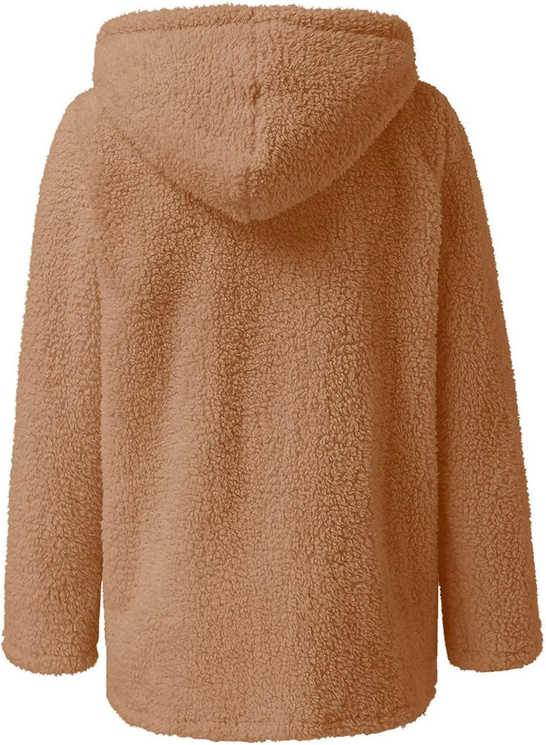 Women Fuzzy Fleece Zip Up Jacket Hooded Sherpa Lined Sweatshirt Casual Soft Fuzzy Shaggy Teddy Coat Fluffy Outerwear