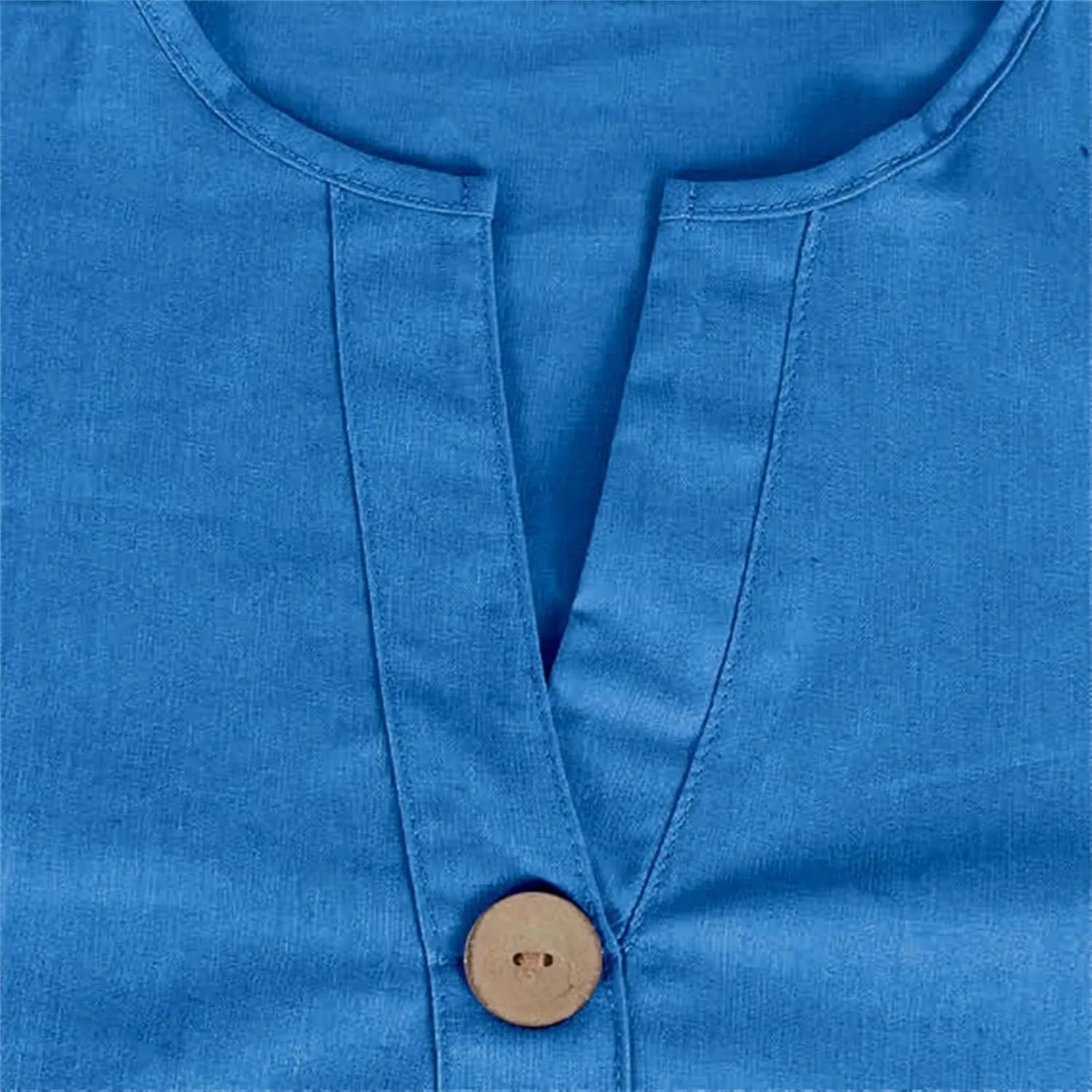 Women Linen Shirts Summer Tops Trendy 3/4 Sleeve V-Neck Blouses Lightweight Breathable Tunic Beach Vacation Clothes