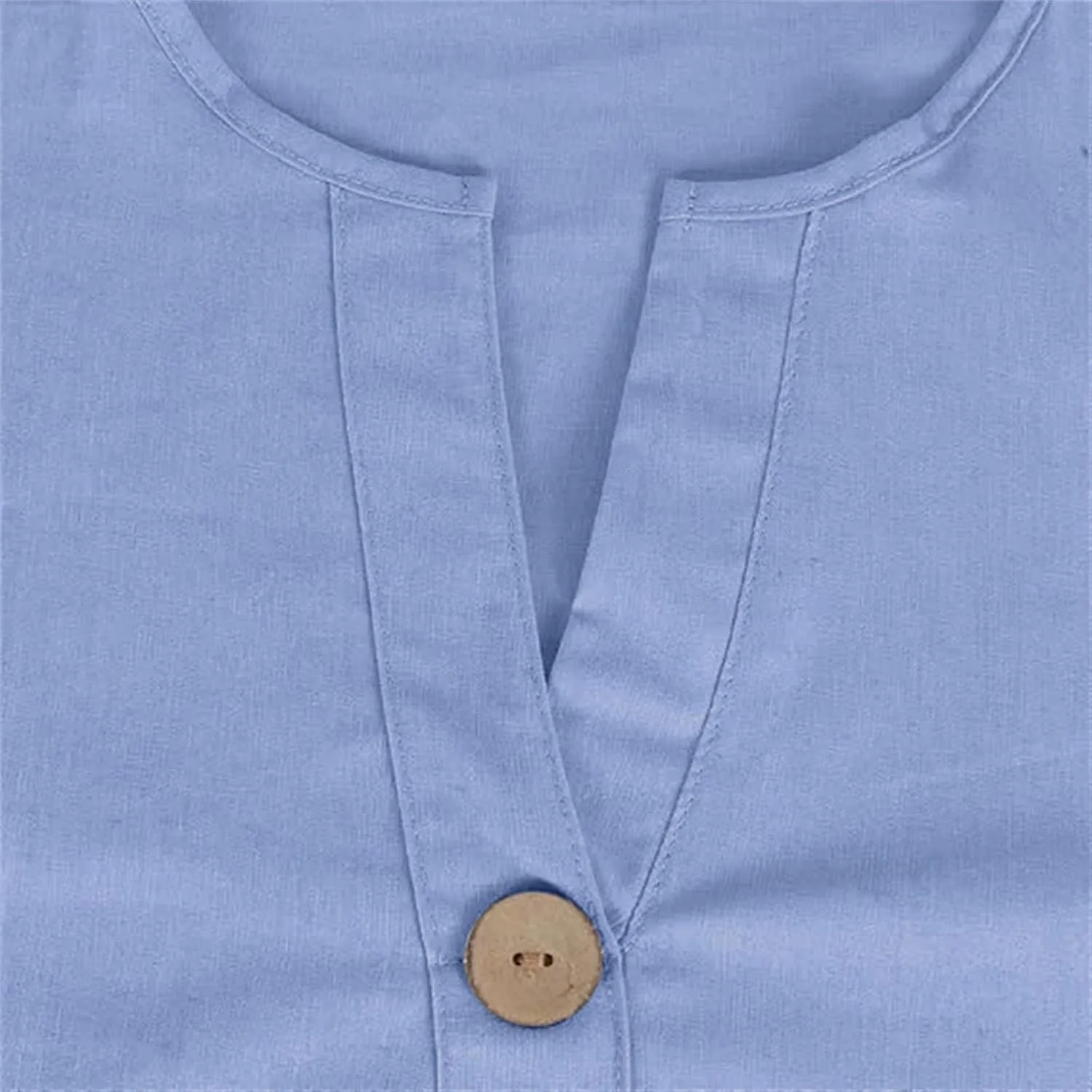 Women Linen Shirts Summer Tops Trendy 3/4 Sleeve V-Neck Blouses Lightweight Breathable Tunic Beach Vacation Clothes