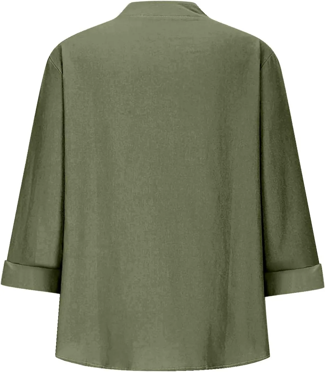 Women Linen Shirts Summer Trendy 3/4 Sleeve V Neck Blouses Lightweight Breathable Tunic Tops Beach Vacation Clothes