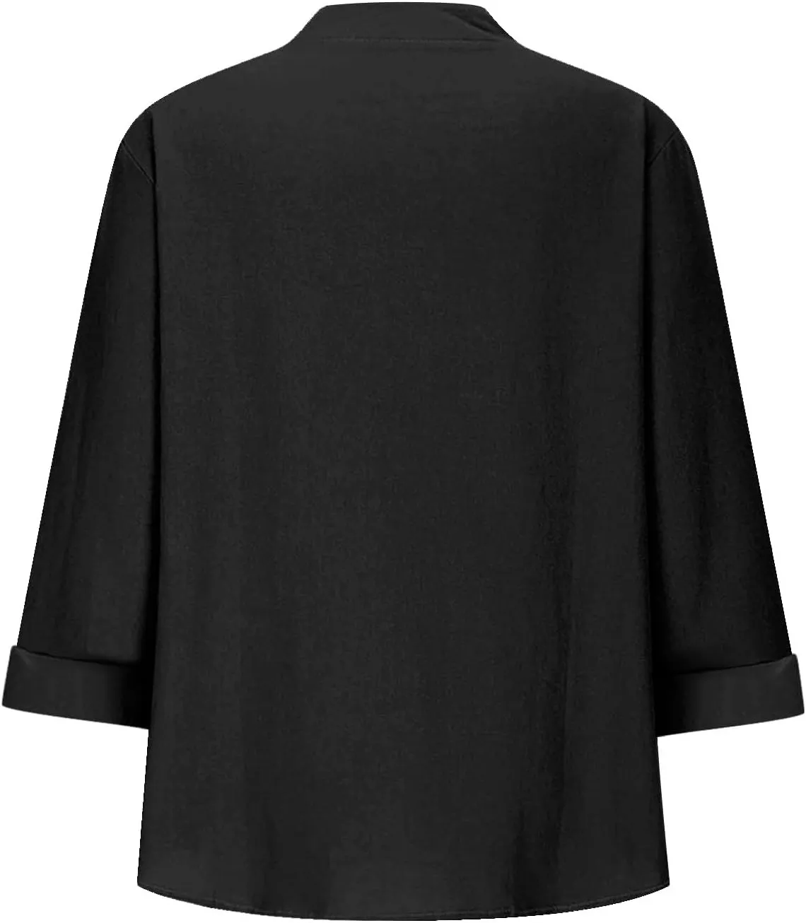 Women Linen Shirts Summer Trendy 3/4 Sleeve V Neck Blouses Lightweight Breathable Tunic Tops Beach Vacation Clothes