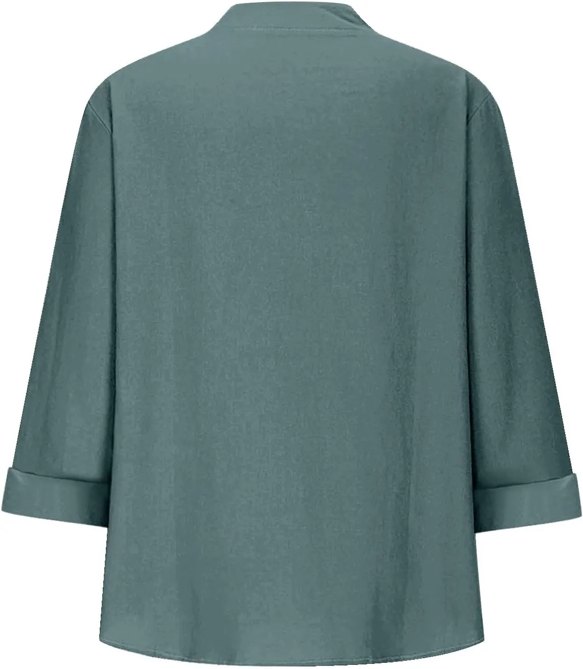 Women Linen Shirts Summer Trendy 3/4 Sleeve V Neck Blouses Lightweight Breathable Tunic Tops Beach Vacation Clothes