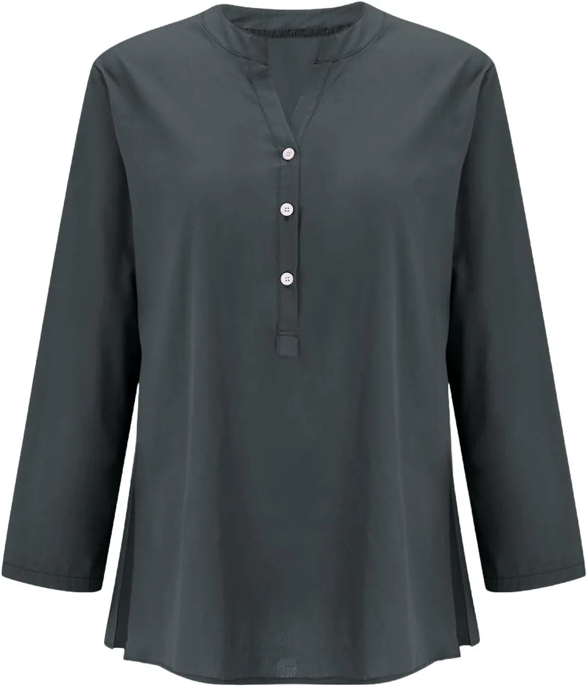 Women Linen Shirts Summer Trendy Short Sleeve V Neck Blouses Lightweight Breathable Tunic Tops Beach Vacation Clothes