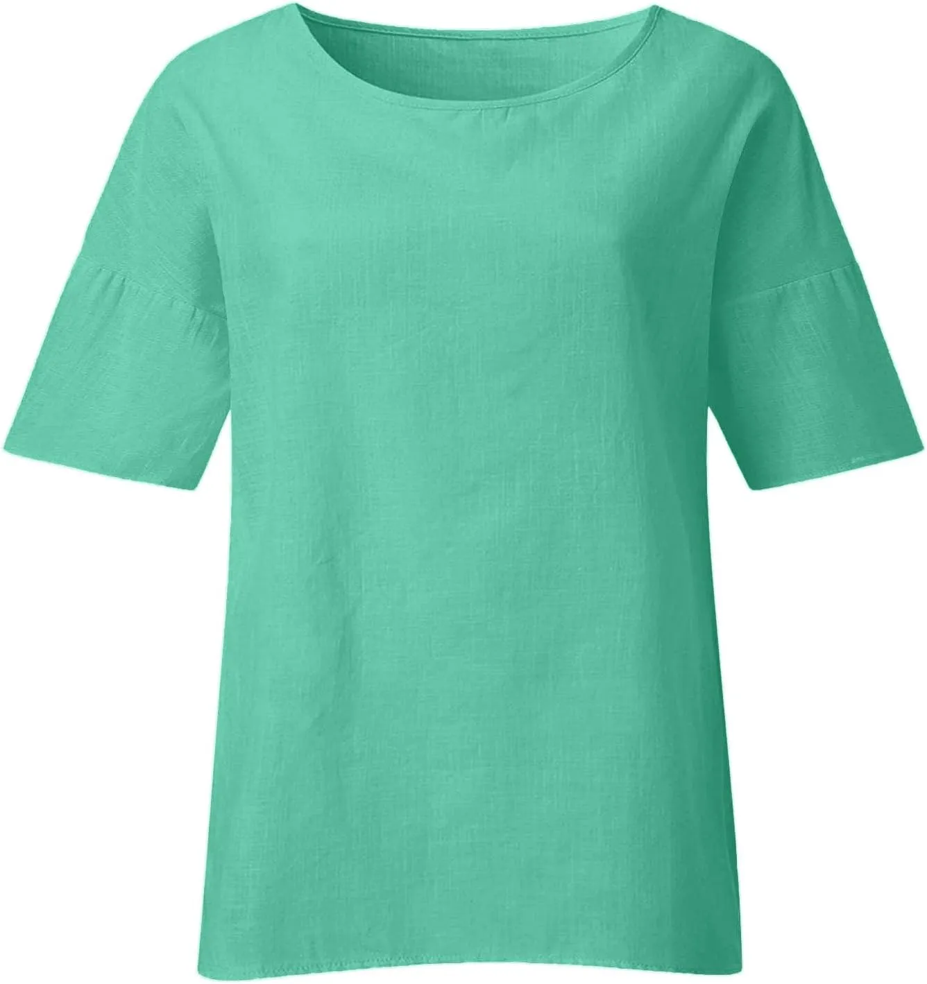 Women's Button Down Shirts Solid Long Sleeve Cotton Linen Summer Casual Soft Blouse Top Loose Fit Tops