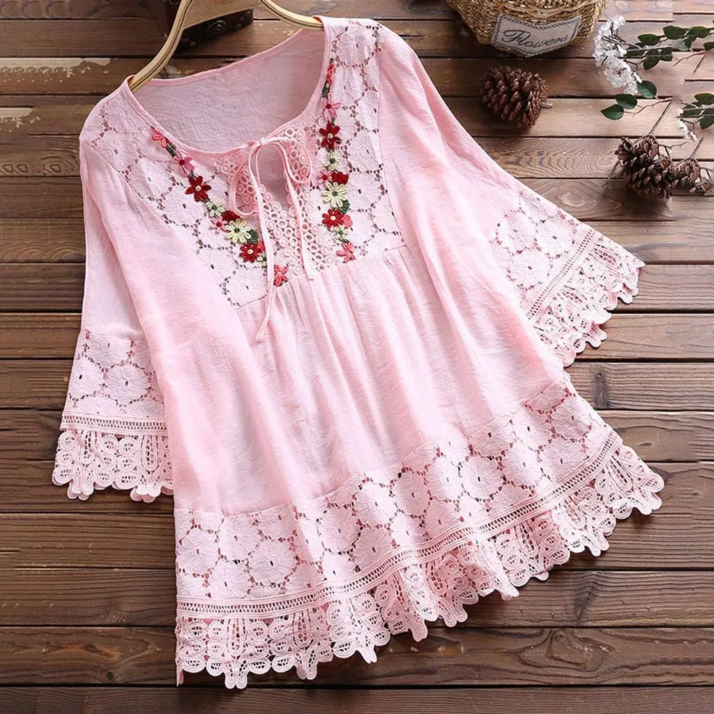 Women's Buttons Shirt Linen Long/Roll Up Sleeve V-Neck Soft Shirt Casual Loose Fit Office Blouses Tunic Tops