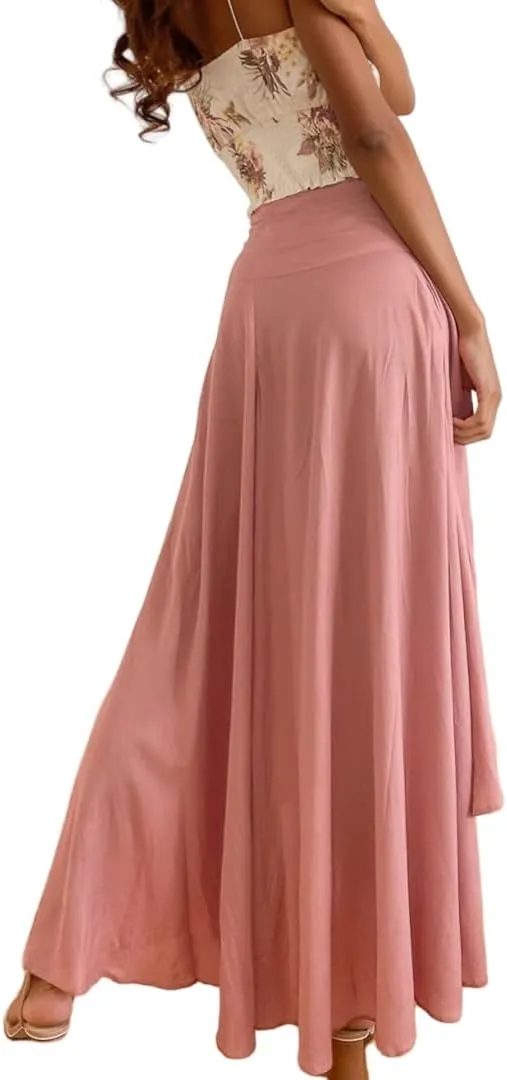 Women's Casual A-Line Mermaid Maxi Skirt Irregular Ruffle Hem Boho Ruffle Skirt