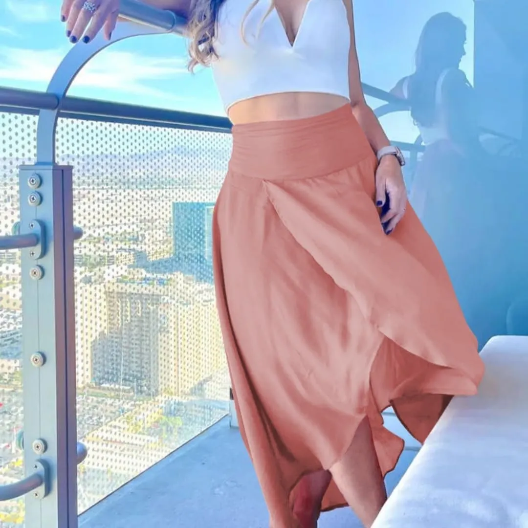 Women's Casual A-Line Mermaid Maxi Skirt Irregular Ruffle Hem Boho Ruffle Skirt