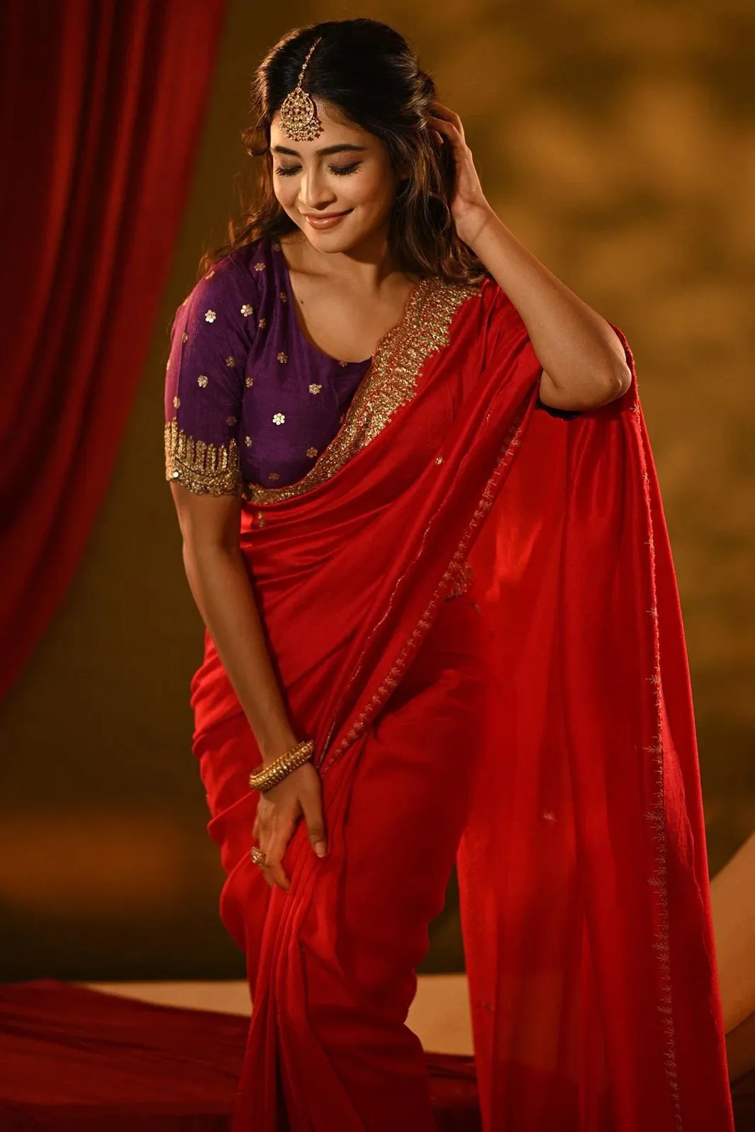 Women's Designer Party Wear Designer Red Soft Georgette Saree