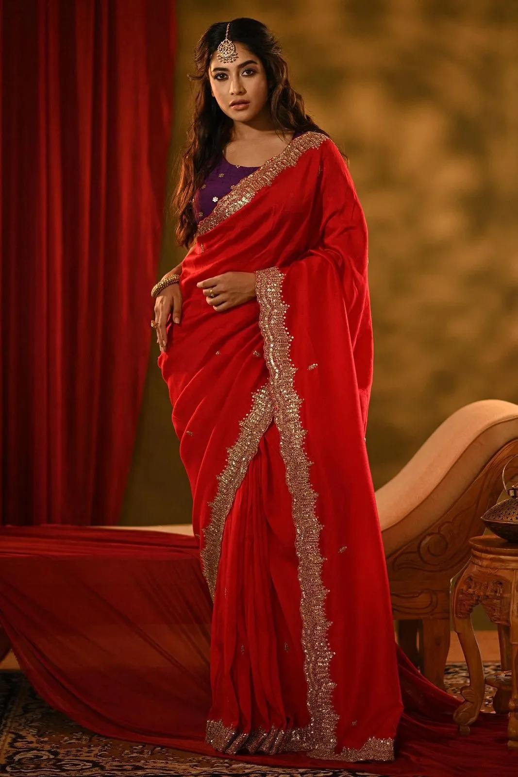 Women's Designer Party Wear Designer Red Soft Georgette Saree