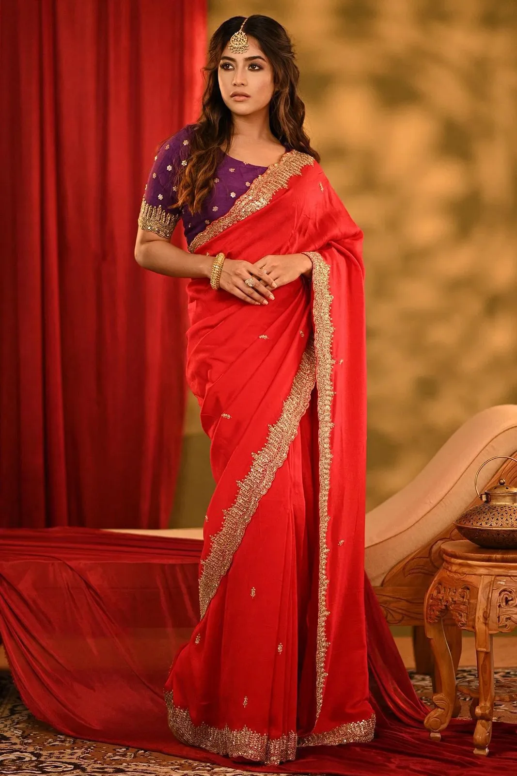 Women's Designer Party Wear Designer Red Soft Georgette Saree
