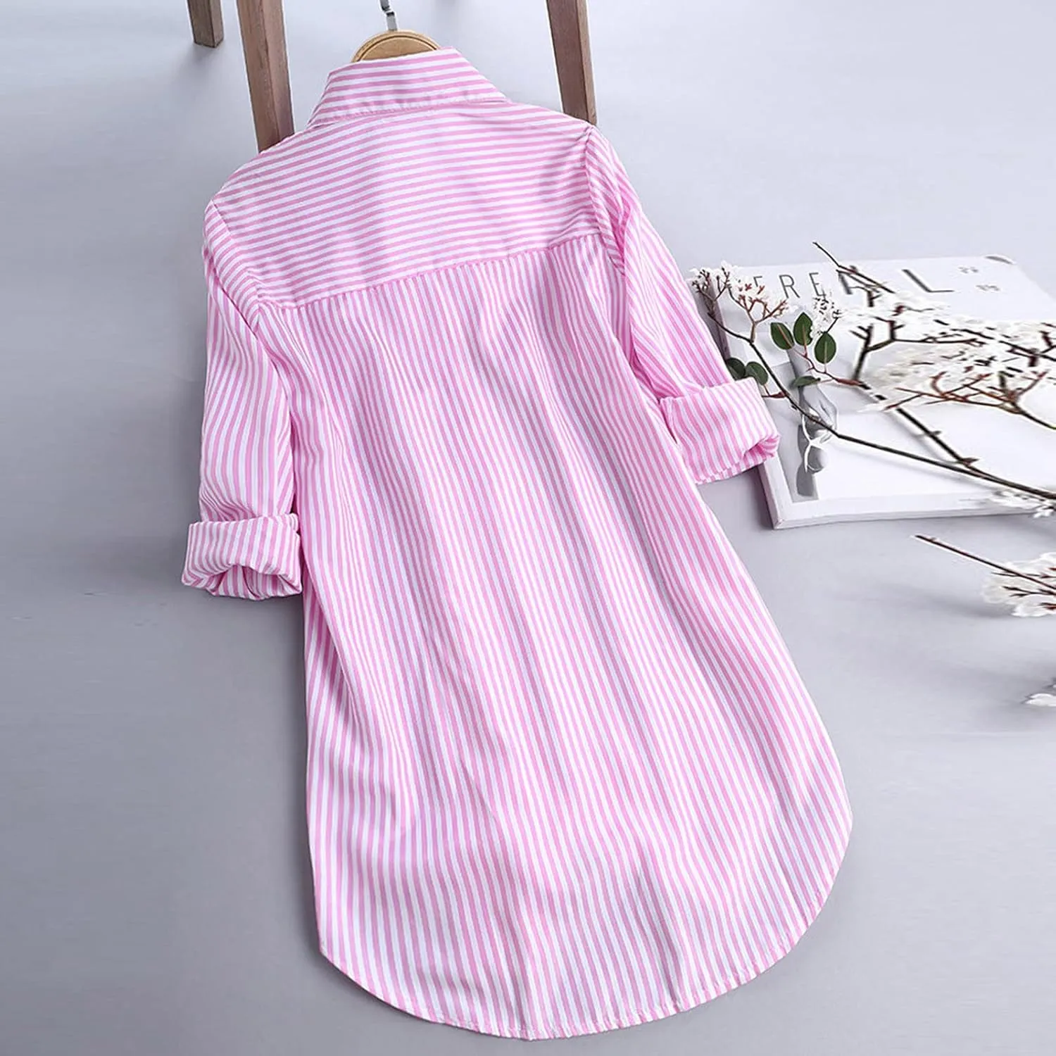 Women's Linen Loose Fit Tshirt Tops Vintage Lace Tie V-Neck Embroidered Tunics Comfy Relaxed Ladies 3/4 Sleeve Blouse