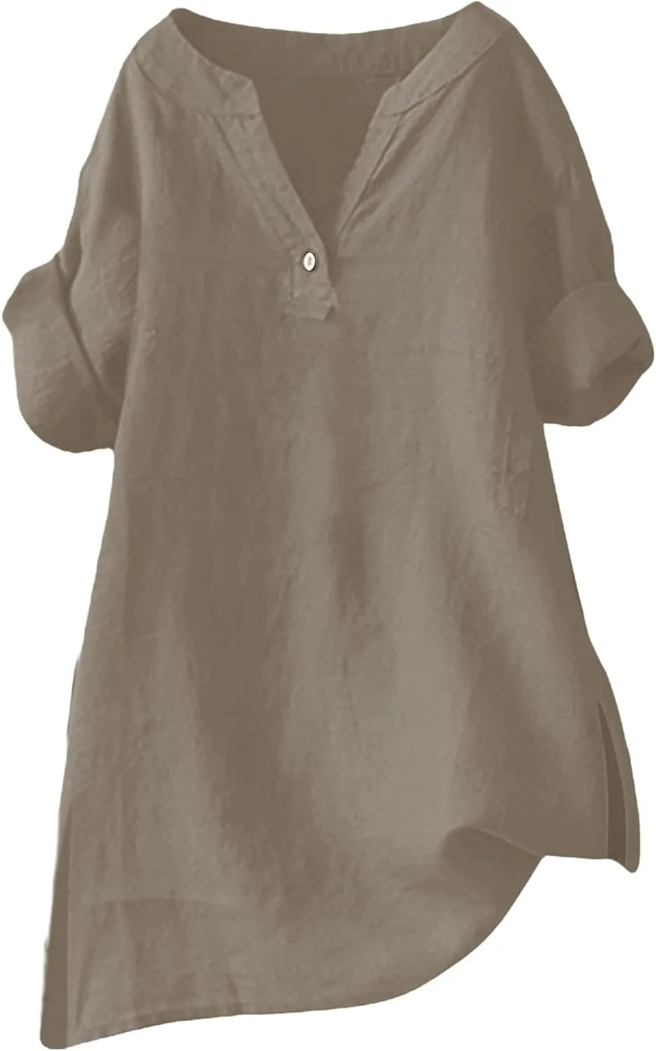 Womens Linen Tops 2025 Cotton Loose fit v-Neck Summer Shirts Oversized Fashion Trendy Soft Plus Size Tshirts