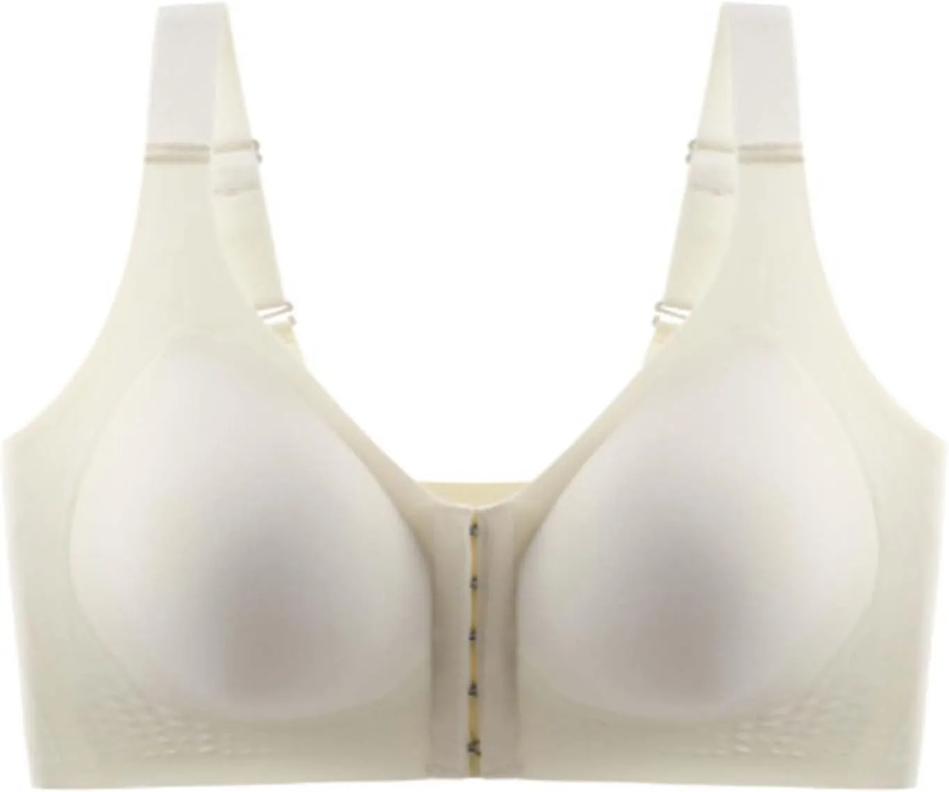 Women's Plus Size Wireless Bra with Front Closure Seamless Back Comfortable and Adjustable for Side Breast
