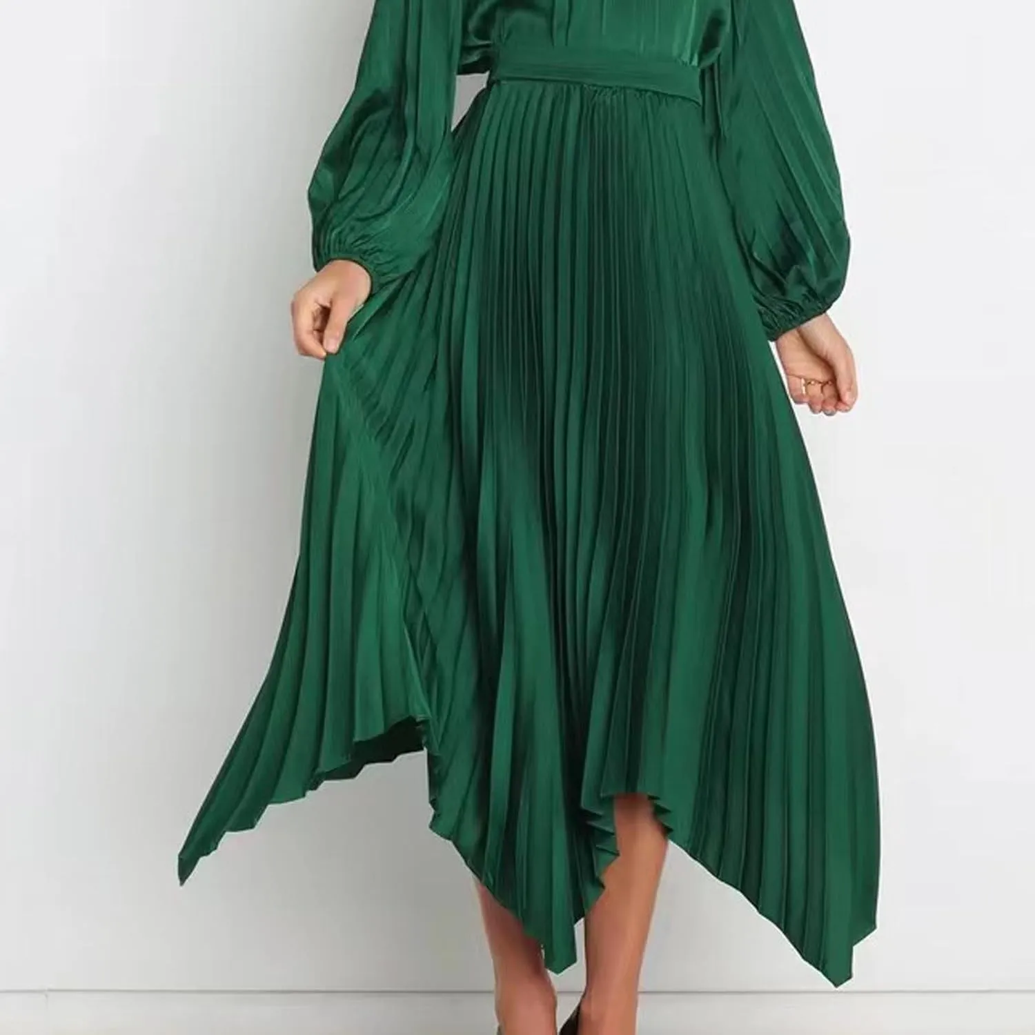 Women's Solid Color High Waisted Midi Skirt, Ruched Casual Irregular Hem Trendy Clothes Summer Going Out Casual Skirts