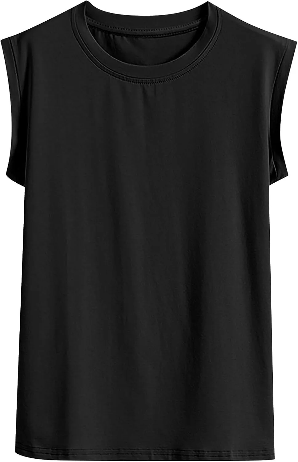 Womens Tank Tops Summer 2025 Casual Soft Comfy Plus Size Vests Round Neck Sleeveless Solid Color Loose T-Shirts
