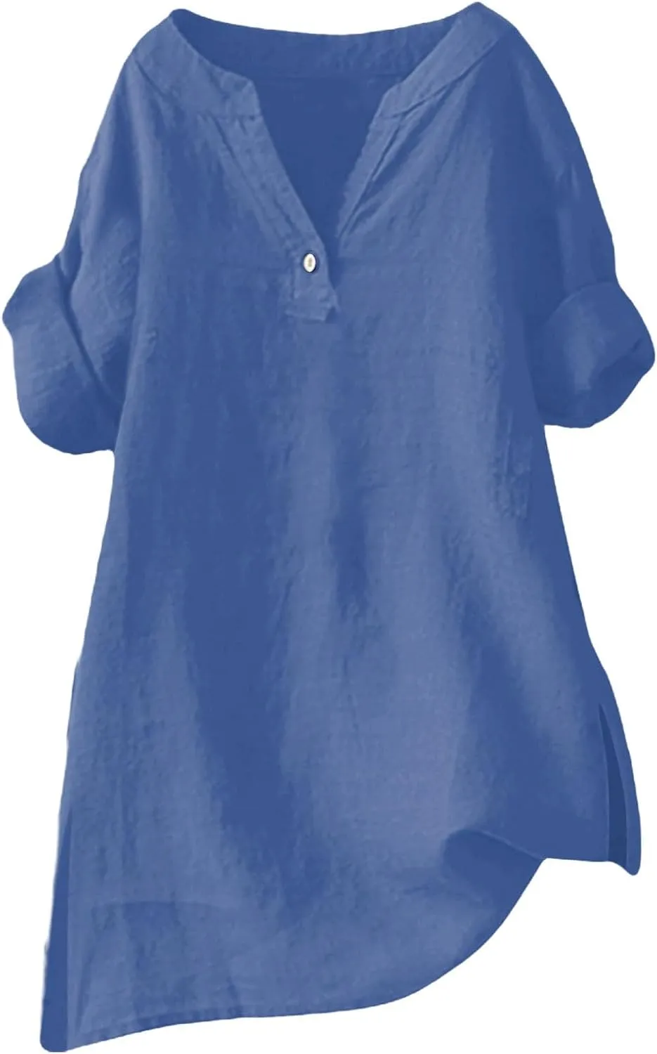 Womens V Neck Linen Henley Shirts 2025 Trendy Short Sleeve Button Summer Tee Blouses Loose Dressy Vacation Tunic Tops