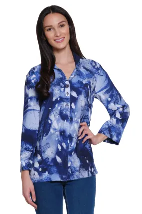 Woven Printed Button Front Tunic - Women's - Nightfall