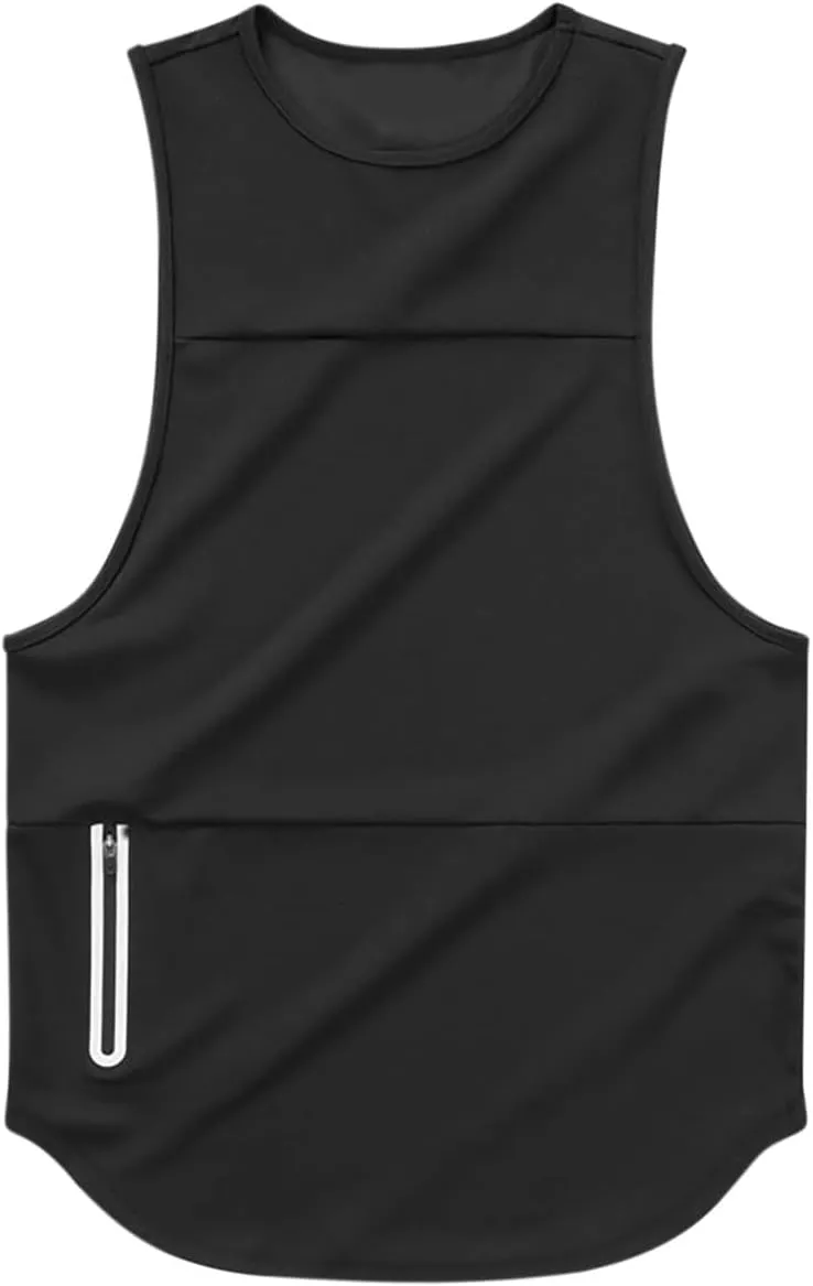 Xiaojmake Men's Athletic Tank Tops Zipper Pocket Sportswear Fitness Boxing Jersey Sleeveless Workout Sports Muscle Tee Shirt