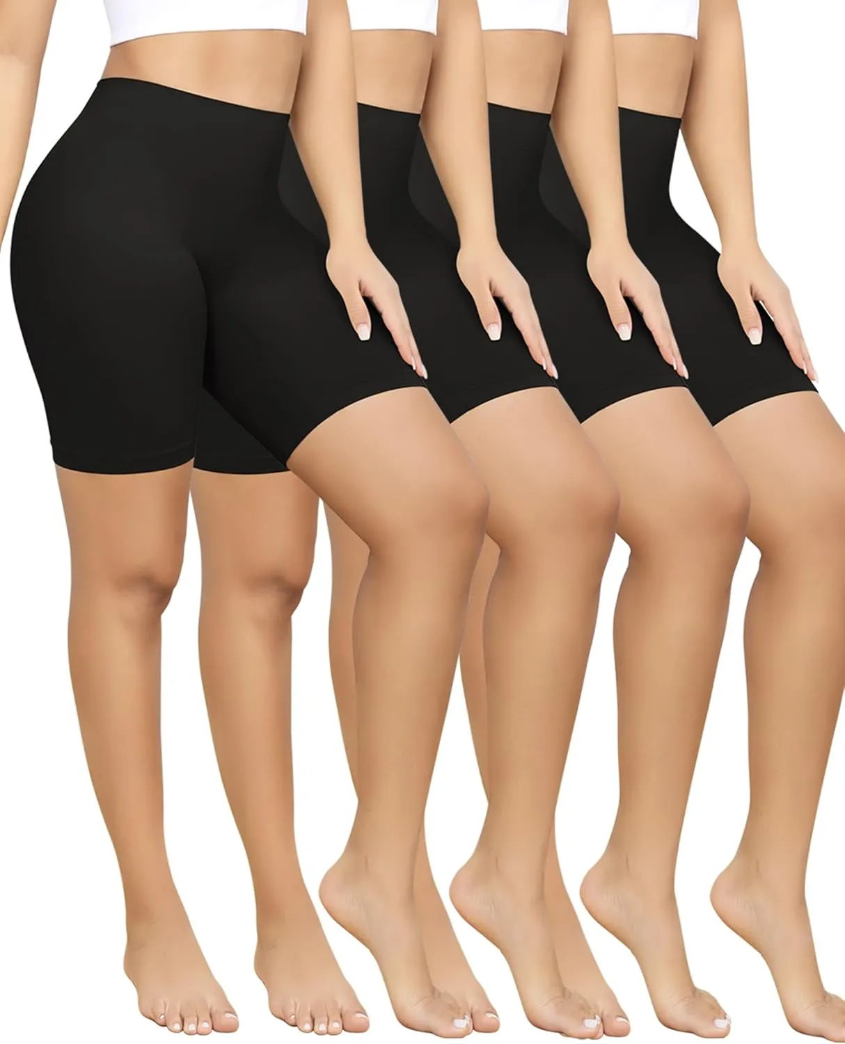 Yeblues 4 Pack Slip Shorts for Under Dresses Anti Chafing Underwear Seamless Comfortable Smooth Yoga Biker Workout Shorts
