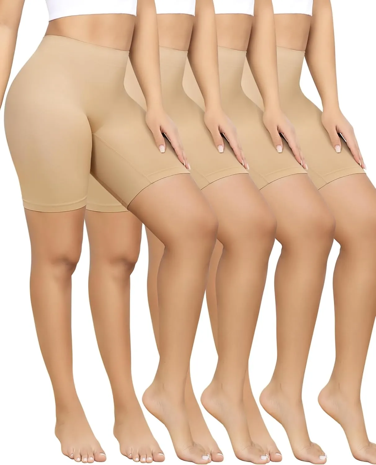 Yeblues 4 Pack Slip Shorts for Under Dresses Anti Chafing Underwear Seamless Comfortable Smooth Yoga Biker Workout Shorts