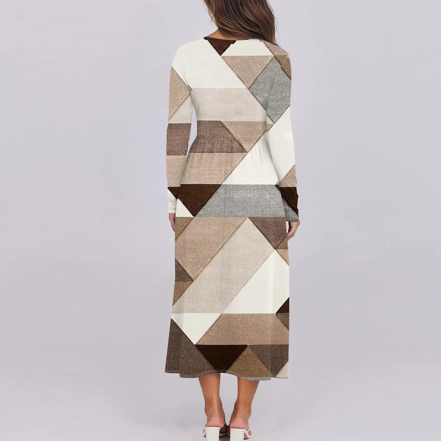 ZEFOTIM Long Sleeve Dress for Women Graphic Dresses with Pockets Long Dress Crewneck Dress Womens Spring Summer Dresses